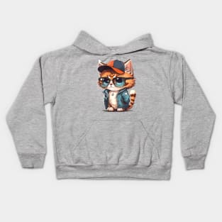 Cool Cat Style: Feline Urban Adventure Kids Hoodie